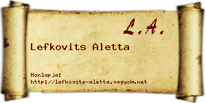 Lefkovits Aletta névjegykártya